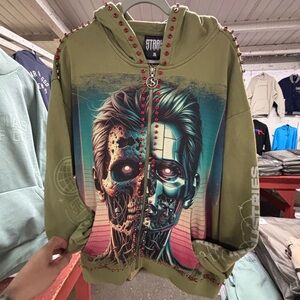 Olive Green Graphic Men's Sweater